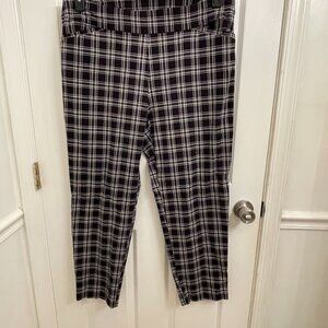 Terra & Sky Black & White Plaid Pull On Ankle Pants SIZE 1X (16W-18W)
